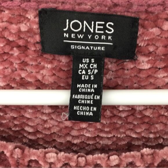 Jones New York Rose (Pink) Chenille Crew Neck Sweater, Size Small - Picture 2 of 8